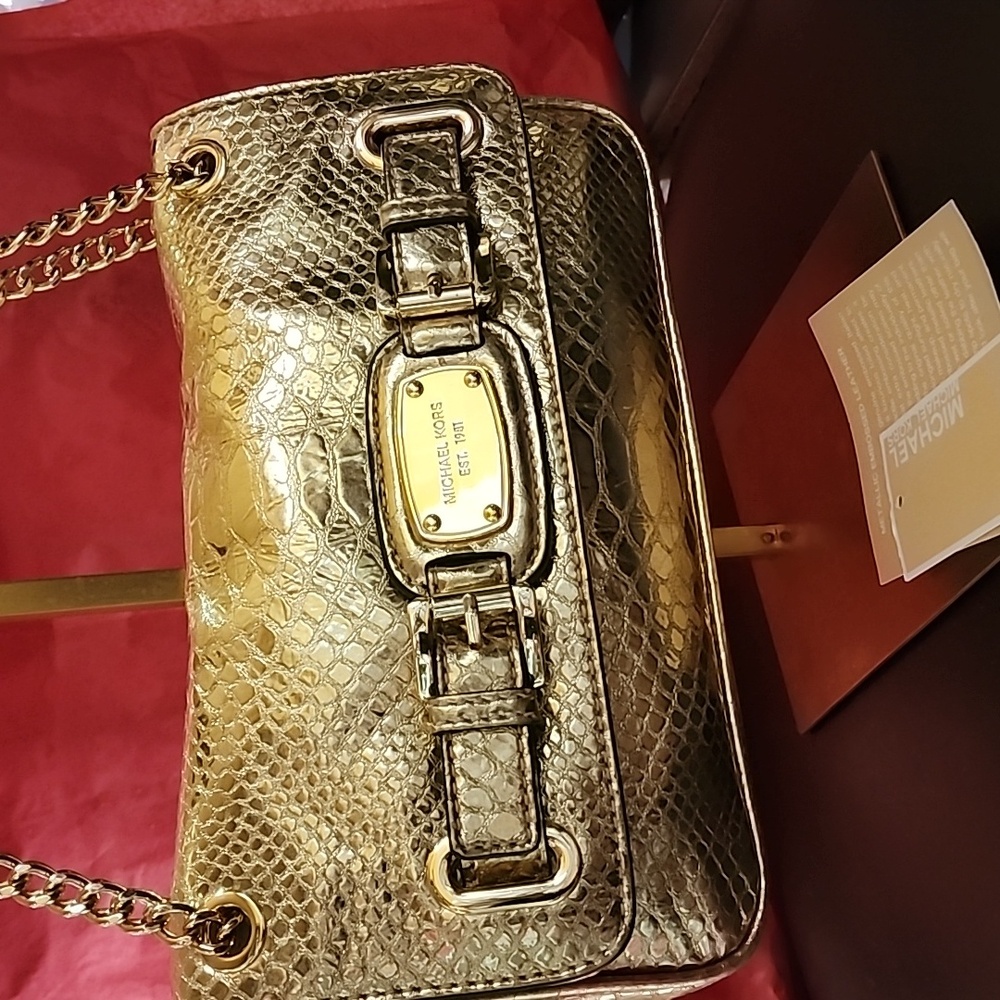 Michael Kors Truly Lavish "All That Glitters" Hamilton Leather Bag Nwt - Picture 14 of 14